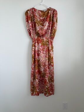 Dress Forum Pink and Brown Floral Maxi Dress